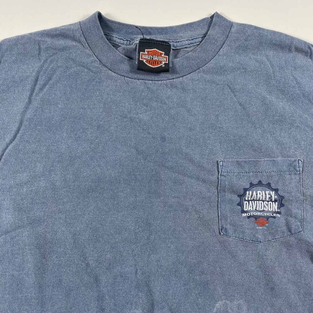 Harley Davidson Pocket T-Shirt Mens 2XL Caribou Maine VTG Single Stitch